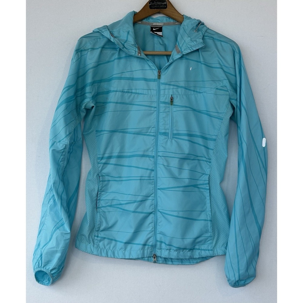 Nike Jacket Running Hooded Windbreaker Aqua Women's M